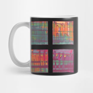 Liminal Space in Orange, Bordeaux and Sapphire Blue through 4 windows Mug